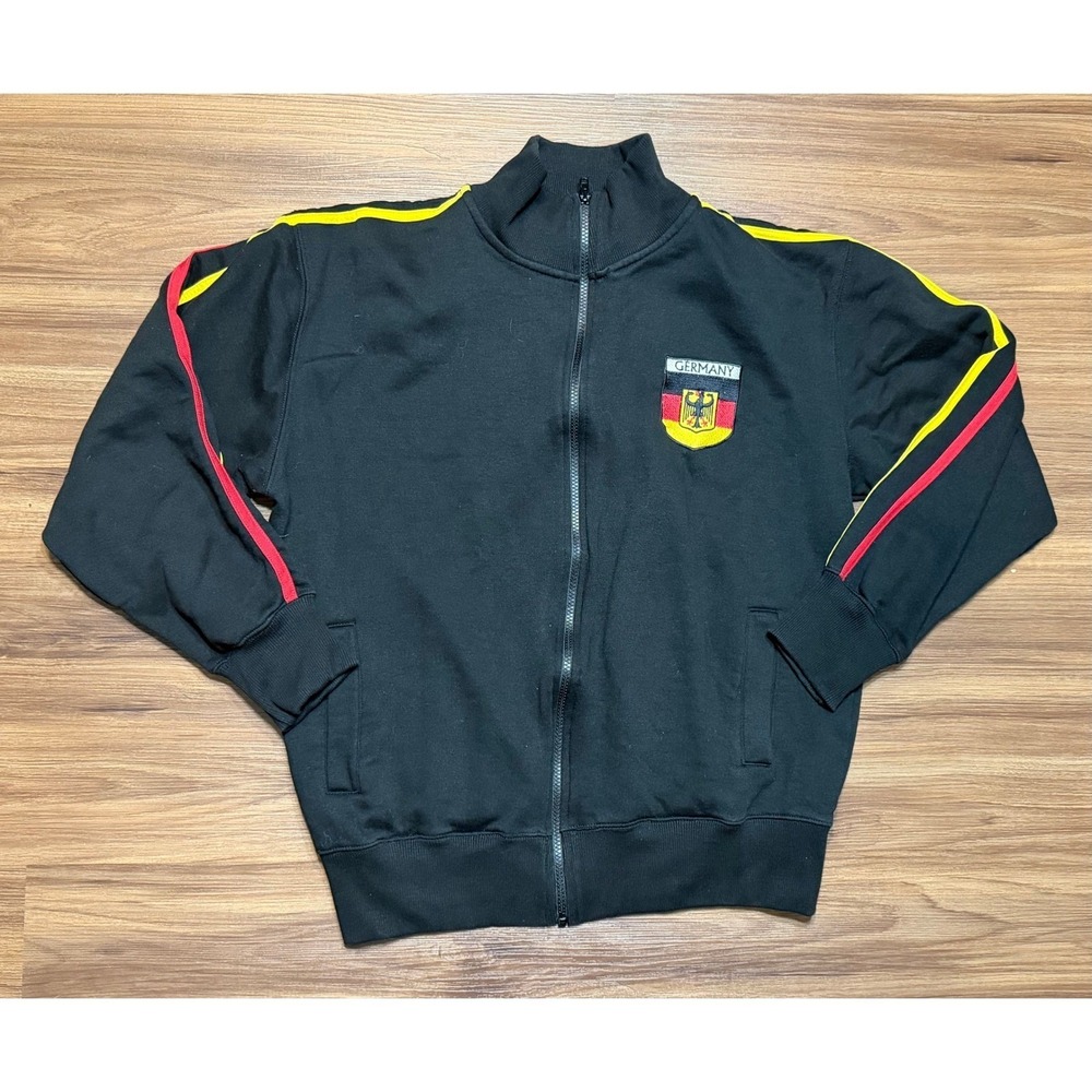 Dolmen Clothing Germany Track Jacket Mens Black Full Zip Soccer Crest Sz L